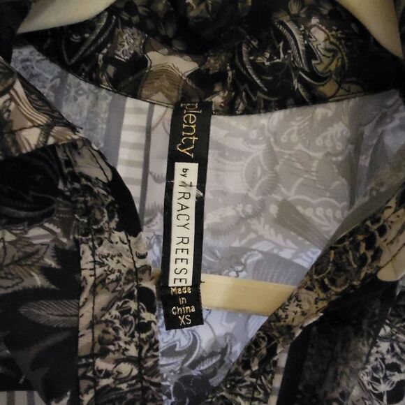 Plenty By Tracy Reese black & White Long Sleeve Blouse top Sz XSMALL - Picture 2 of 10